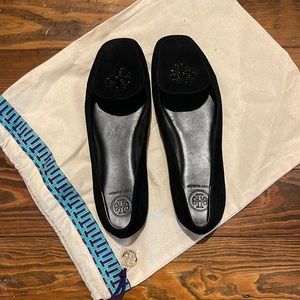 Black Suede Tory Burch Loafers